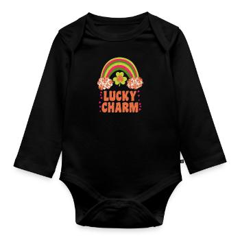 Lucky Charm Lucky Charm Rainbow - Organic Longsleeve Baby Bodysuit - black - Front
