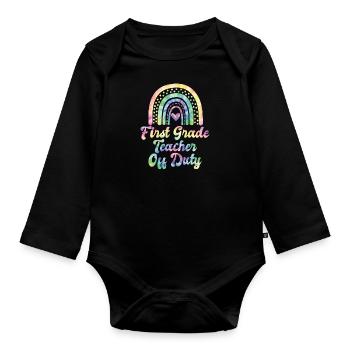 Class Teacher First Class off duty Holiday Teacher - Organic Longsleeve Baby Bodysuit - black - Front