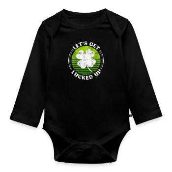Let's get lucked up Kleeblatt St. Patrick's Day - Baby Bio-Langarm-Body - Schwarz - Vorne