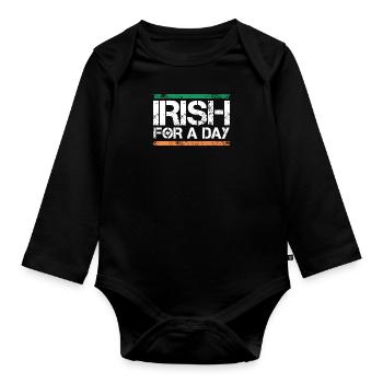 Irish for a Day St. Patrick's Day - Baby Bio-Langarm-Body - Schwarz - Vorne