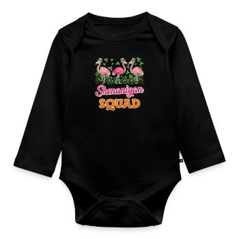 Escadrille Flamingo Shenanigan Saint-Patrick - Body Bébé bio manches longues - noir - Devant