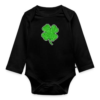 Fête de la Saint-Patrick du trèfle irlandais - Body Bébé bio manches longues - noir - Devant