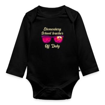 Classe d’école primaire de vacances Enseignant en congé Enseignant - Body Bébé bio manches longues - noir - Devant