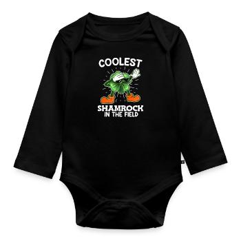 Le trèfle le plus cool de la Saint-Patrick - Body Bébé bio manches longues - noir - Devant