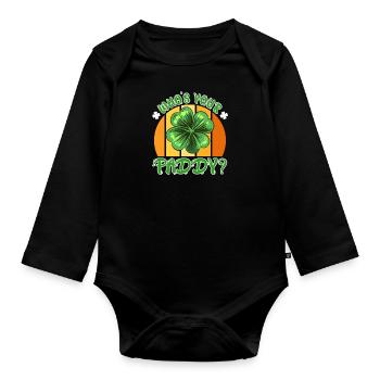 Who's your Paddy? Kleeblatt St. Patrick’s Day - Baby Bio-Langarm-Body - Schwarz - Vorne