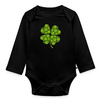 Joueur de baseball Clover Lucky Charm Joueur de baseball - Body Bébé bio manches longues - noir - Devant