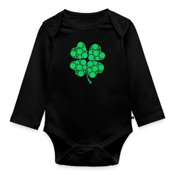 Joueur de baseball Clover Lucky Charm Joueur de baseball - Body Bébé bio manches longues - noir - Devant