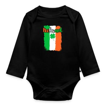 Irlande Trèfle Saint-Patrick - Body Bébé bio manches longues - noir - Devant