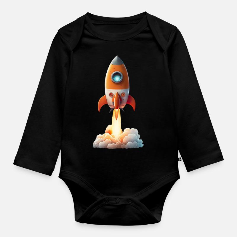 Fusée - Body Bébé bio manches longues - noir