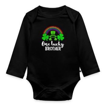 One Lucky Brother St Patrick’s Day - Baby Bio-Langarm-Body - Schwarz - Vorne