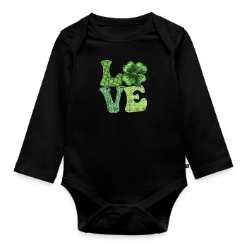 Irish Love St. Patrick's Day - Organic Longsleeve Baby Bodysuit - black - Front