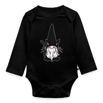 Cats Gnomes Gnomes - Organic Longsleeve Baby Bodysuit - black - Front