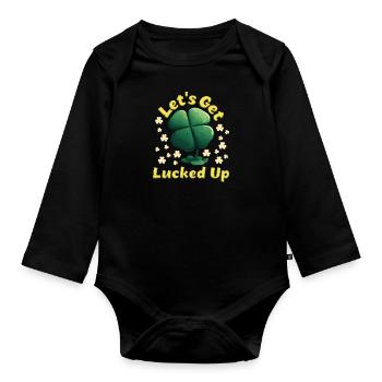 Let's get Lucked up Kleeblatt St. Patrick’s Day - Baby Bio-Langarm-Body - Schwarz - Vorne