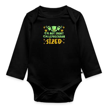 Pas petit juste Leprechaun Taille Saint-Patrick - Body Bébé bio manches longues - noir - Devant