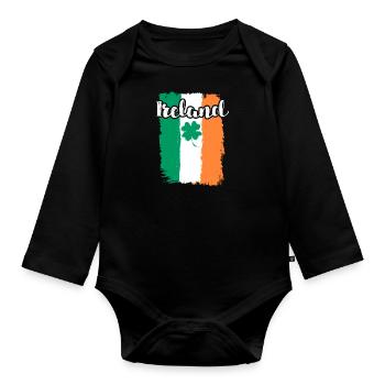 Irland Kleeblatt St. Patrick’s Day - Baby Bio-Langarm-Body - Schwarz - Vorne