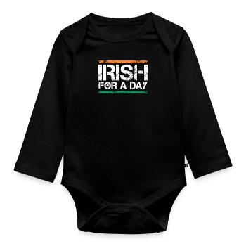 Irish for a Day St. Patrick's Day - Baby Bio-Langarm-Body - Schwarz - Vorne