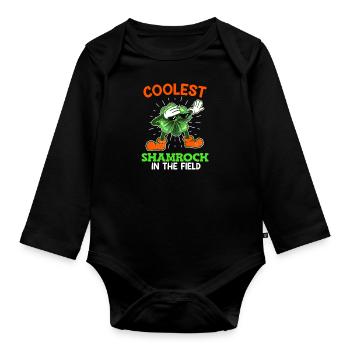 Le trèfle le plus cool de la Saint-Patrick - Body Bébé bio manches longues - noir - Devant