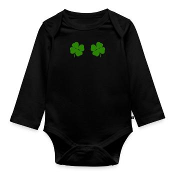 Manigances St Patrick’s Day Clover Ladies - Body Bébé bio manches longues - noir - Devant