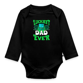 Papa le plus chanceux de tous les temps Papa de la Saint-Patrick - Body Bébé bio manches longues - noir - Devant