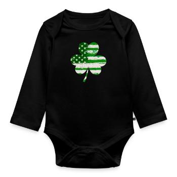 USA Clover Lucky Charm États-Unis - Body Bébé bio manches longues - noir - Devant