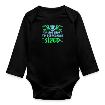 Pas petit, juste un lutin Taille Saint-Patrick - Body Bébé bio manches longues - noir - Devant