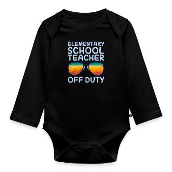 Vacances Classe d’école primaire Enseignant Enseignant en congé - Body Bébé bio manches longues - noir - Devant