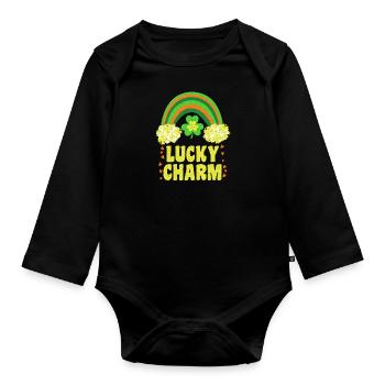 Lucky Charm Lucky Charm Rainbow - Organic Longsleeve Baby Bodysuit - black - Front