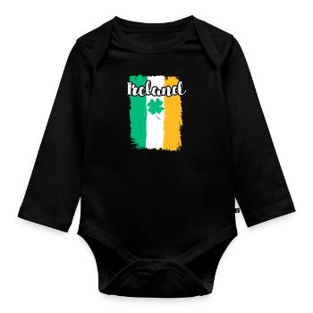 Irlande Trèfle Saint-Patrick - Body Bébé bio manches longues - noir - Devant