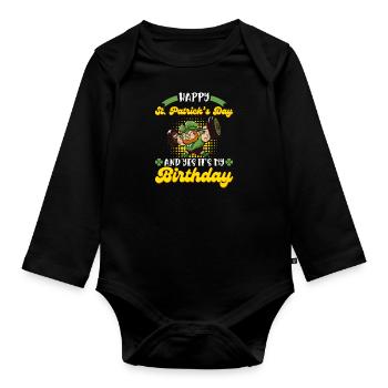 Anniversaire le jour de la Saint-Patrick - Body Bébé bio manches longues - noir - Devant