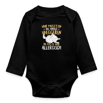 Katze war allergisch - Baby Bio-Langarm-Body - Schwarz - Vorne