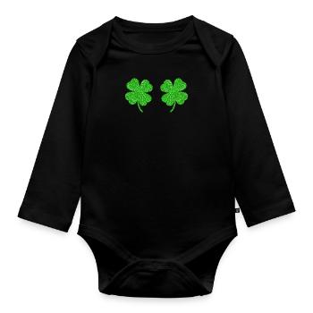Fête de la Saint-Patrick du trèfle irlandais - Body Bébé bio manches longues - noir - Devant
