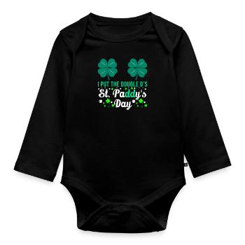 J’ai mis le double D à St. Paddys Day - Body Bébé bio manches longues - noir - Devant