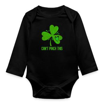Can't Pinch this Clover St. Patrick's Day - Organic Longsleeve Baby Bodysuit - black - Front