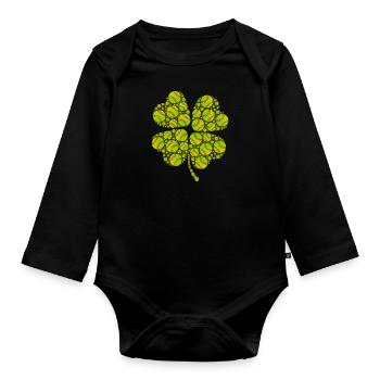 Joueur de baseball Clover Lucky Charm Joueur de baseball - Body Bébé bio manches longues - noir - Devant