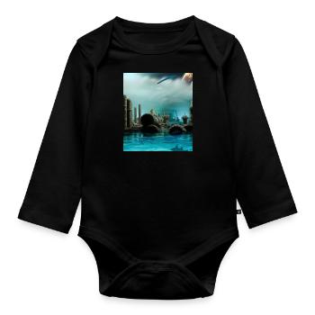 Water ruin - Organic Longsleeve Baby Bodysuit - black - Front