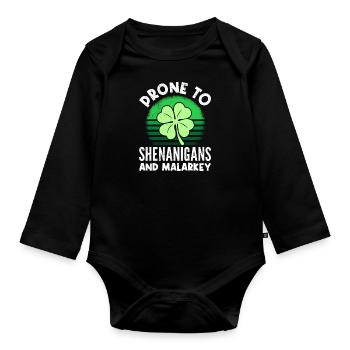 Enclin à être Shenanigan & Malarkey St Patricks Day - Body Bébé bio manches longues - noir - Devant
