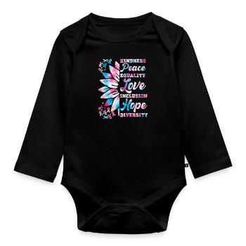 Inklusion Freundlichkeit Frieden Hoffnung - Baby Bio-Langarm-Body - Schwarz - Vorne