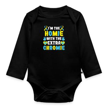 Trisomie chromosomique supplémentaire du syndrome de Down 21 - Body Bébé bio manches longues - noir - Devant