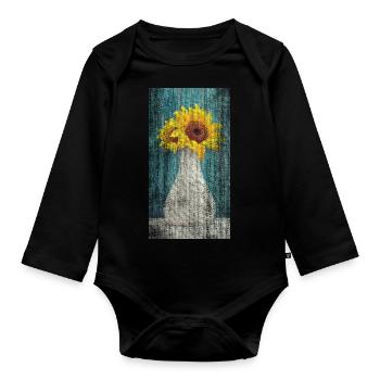 Bouquet de tournesol - Body Bébé bio manches longues - noir - Devant