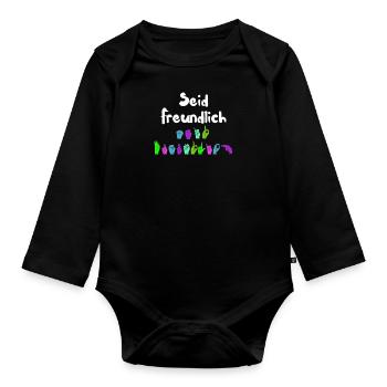 Mental Health Seid freundlich zu euch - Baby Bio-Langarm-Body - Schwarz - Vorne