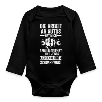 KFZ Mechaniker Automechaniker Schrauber - Baby Bio-Langarm-Body - Schwarz - Vorne