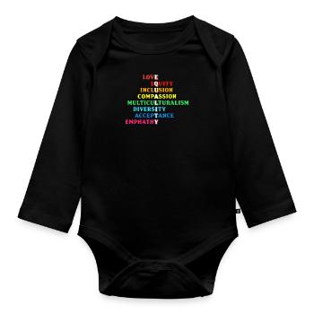 Inklusion Akzeptanz handicap Solidarität - Baby Bio-Langarm-Body - Schwarz - Vorne