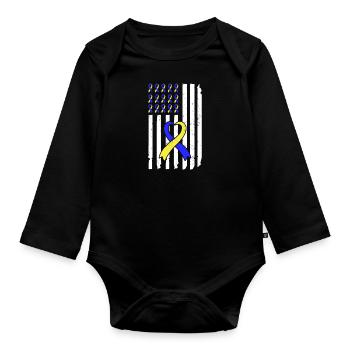 Down Syndrome Awareness Loop extra - Organic Longsleeve Baby Bodysuit - black - Front