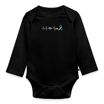 Down Syndrome Awareness Loop extra - Organic Longsleeve Baby Bodysuit - black - Front