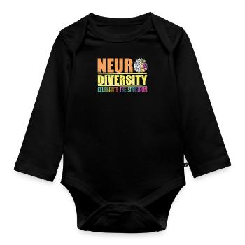 Neurodiversité Spectre de l’autisme - Body Bébé bio manches longues - noir - Devant