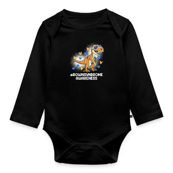 Down Syndrom Vater und Mutter mit Kind - Baby Bio-Langarm-Body - Schwarz - Vorne