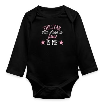 Queens are born in june - Organic Longsleeve Baby Bodysuit - black - Front