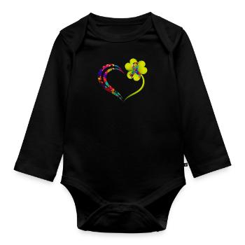Autismus Bewusstsein Autisten Vielfalt - Baby Bio-Langarm-Body - Schwarz - Vorne