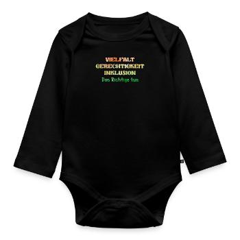 Autismus Vielfalt Gerechtigkeit Inklusion - Baby Bio-Langarm-Body - Schwarz - Vorne
