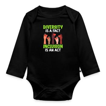 La diversité est un fait L’inclusion est un acte Vielfalt - Body Bébé bio manches longues - noir - Devant